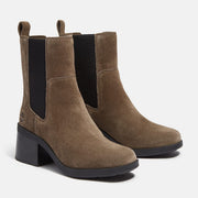TIMBERLAND WOMEN'S 5.5 BELLEVAUX MID CHELSEA BOOT DK BROWN SUEDE NIB