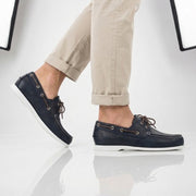 TIMBERLAND MEN'S 7.5 WIDE NAVY BLUE CEDAR BAY BOAT SHOE TB0A28BM019
