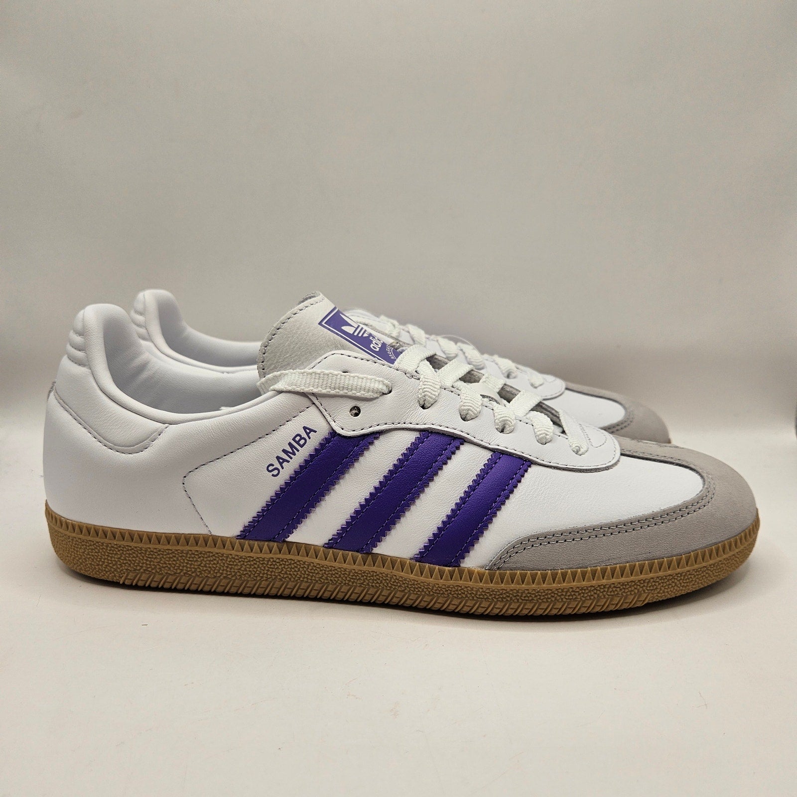 ADIDAS ORIGINALS WOMEN'S 9.5 SAMBA OG WHITE PURPLE RUSH NWOB IH9058