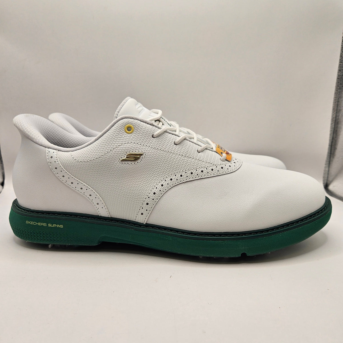 SKECHERS MEN'S 10 GO GOLF PRESTIGE SLIP IN SHOES 214124 ARCH FIT WHITE GREEN