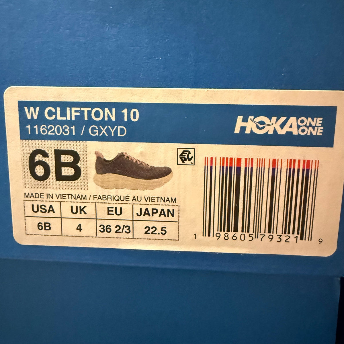 HOKA WOMEN'S 6 CLIFTON 10 RUNNING SHOES 1162031GXYD GALAXY DRIED ROSE GRAY