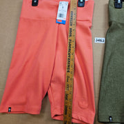 LOT OF 2 - ADIDAS ORIGINALS WOMEN'S (XS & S) RIBBED SHORT LEGGINGS GREEN CORAL
