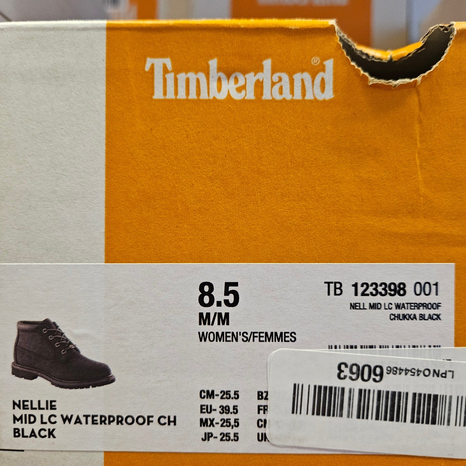 TIMBERLAND WOMEN'S 8.5 NELLIE WP CHUKKA BOOT BLACK NUBUCK NIB