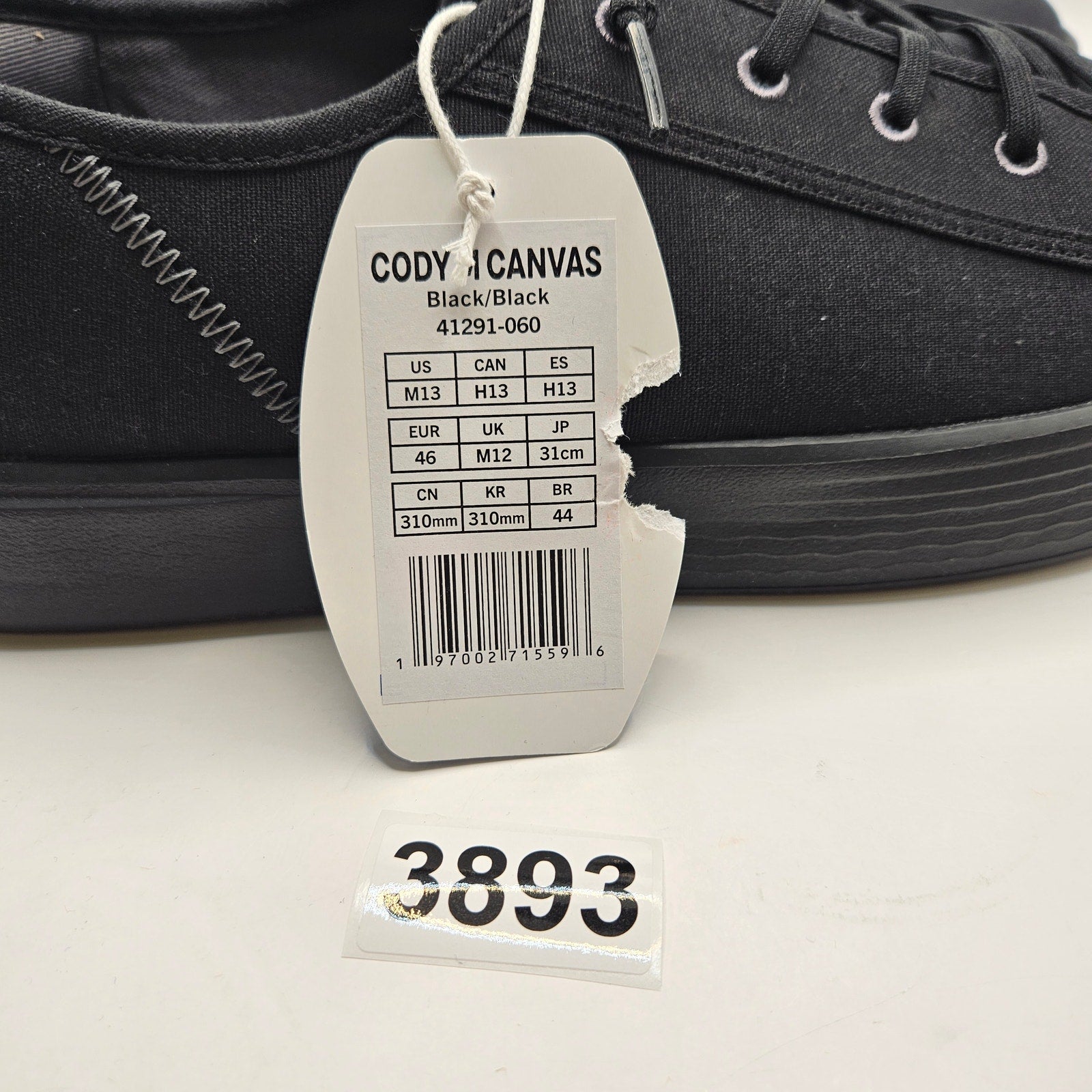 HEY DUDE MEN'S 13 CODY CANVAS BLACK/BLACK NWT 41291-060