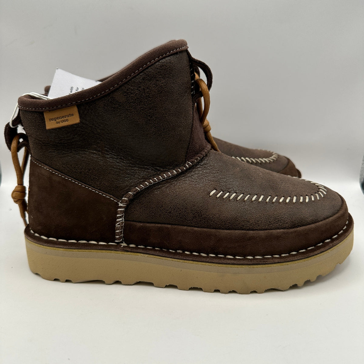 UGG Women's 5 Campfire Crafted Regenerate Suede Leather Brown Boots 1144017 NWOB