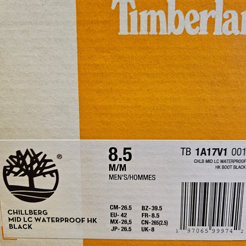 TIMBERLAND MEN'S 8.5 CHILLBERG INSULATED WATERPROOF BOOT BLACK NIB