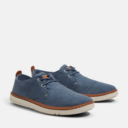 TIMBERLAND MEN'S 9.5 HOOKSET LOW LACE SNEAKER BLUE CANVAS BOAT SHOE TB0A6CNJEP4