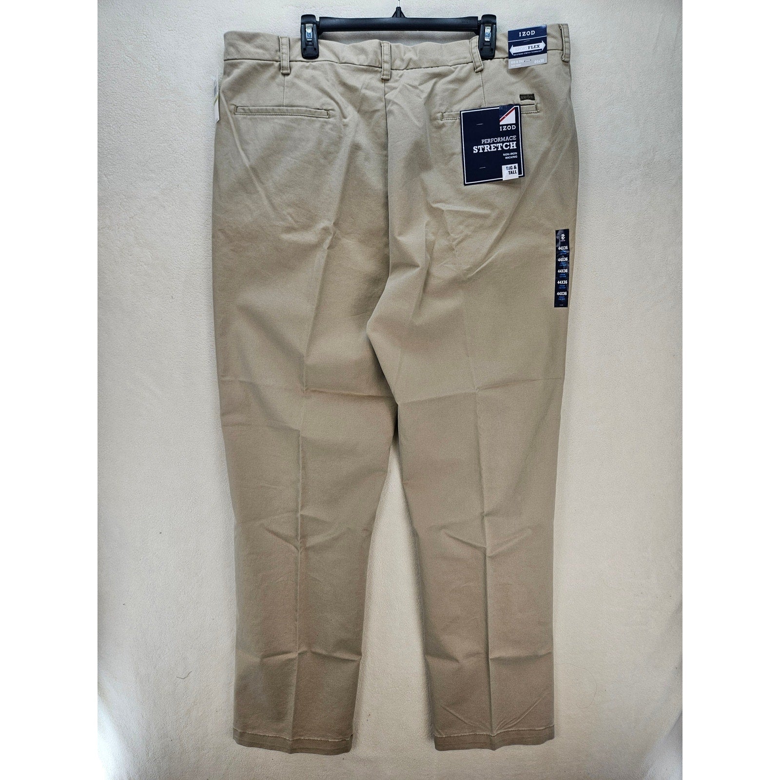 IZOD MEN'S 44X36 STRAIGHT PERFORMANCE STRETCH CEDERWOOD KHAKI NWT