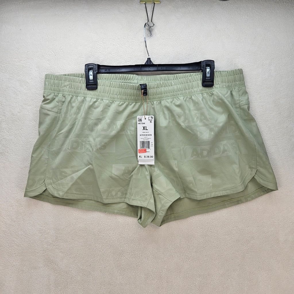 ADIDAS WOMEN'S MEDIUM PACER WOVEN DEBOSS TRAINING/RUNNING SHORTS LIME HK7544 NWT