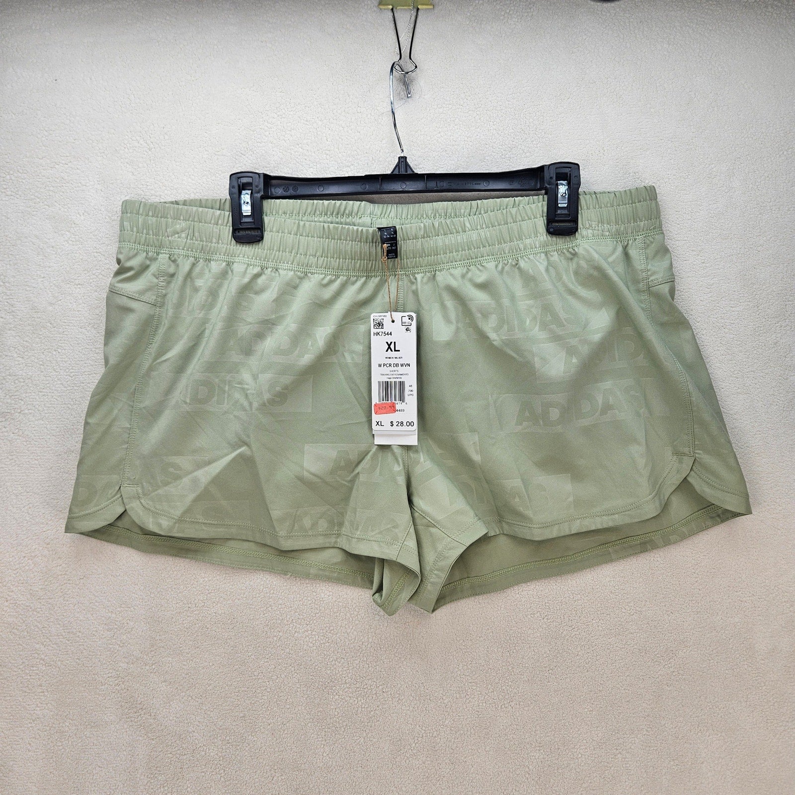 ADIDAS WOMEN'S MEDIUM PACER WOVEN DEBOSS TRAINING/RUNNING SHORTS LIME HK7544 NWT