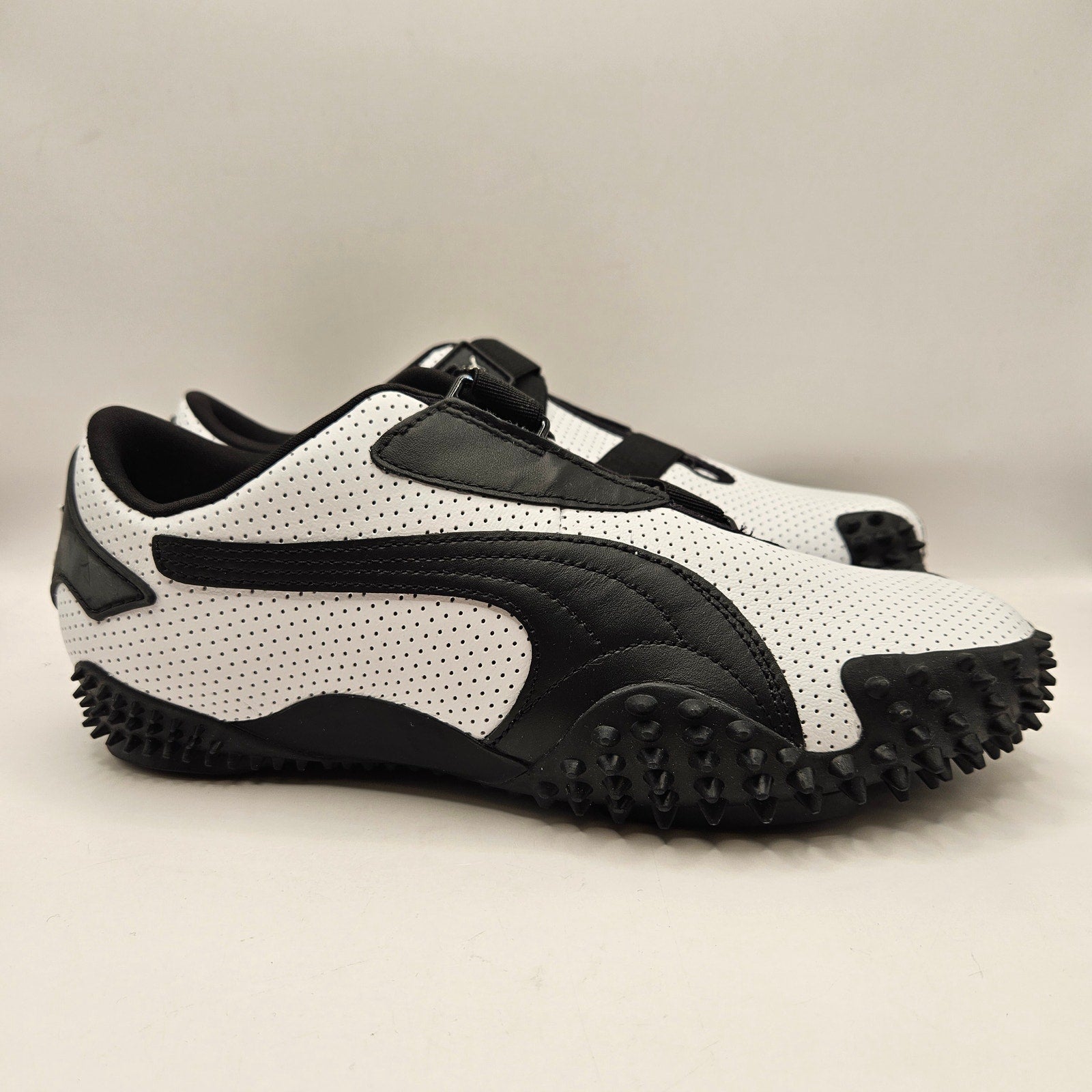PUMA MOSTRO MEN'S 8.5 PERFORATED LEATHER PACK SNEAKERS WHITE BLACK 397331-01