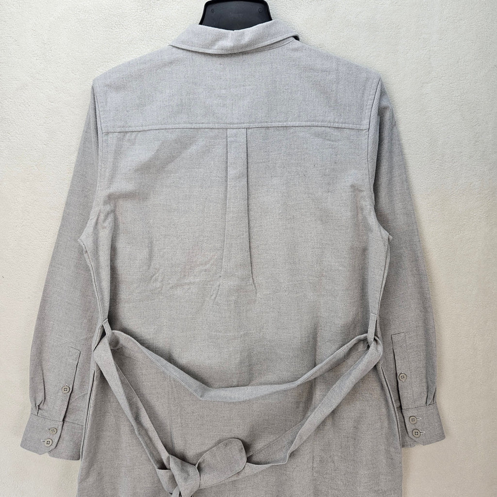 HELLY HANSEN WOMEN'S MEDIUM ORGANIC FLANNEL SHIRT DRESS MELLOW GREY NWT