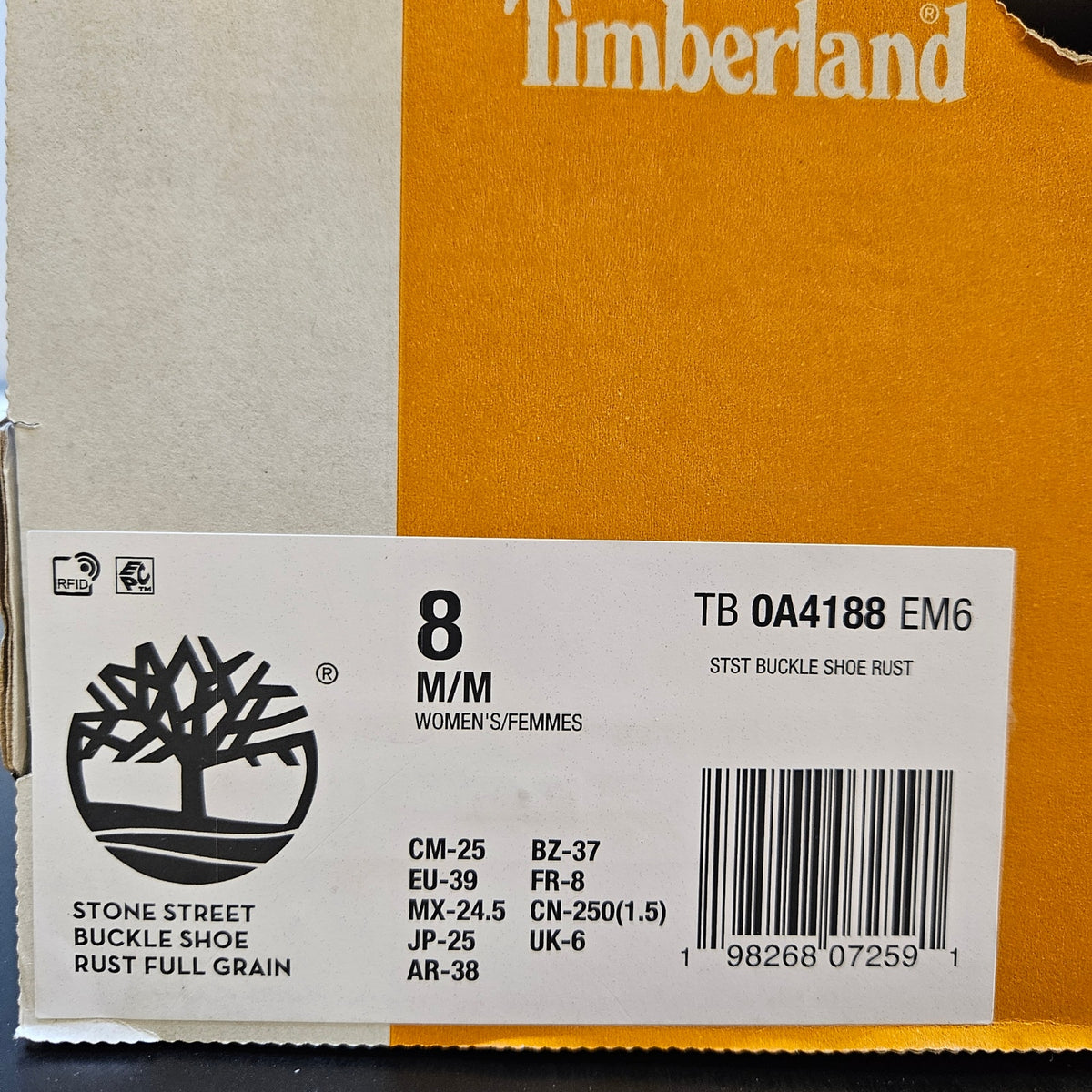 TIMBERLAND WOMEN'S 8 STONE STREET PLATFORM BUCKLE SHOE RUST FULL GRAIN LEATHER