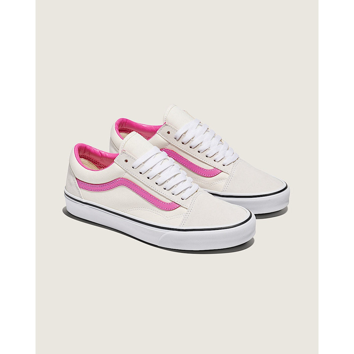 VANS WOMEN'S 9.5 OLD SKOOL POP RASPBERRY ROSE LOW TOP SNEAKER WHITE PINK NIB