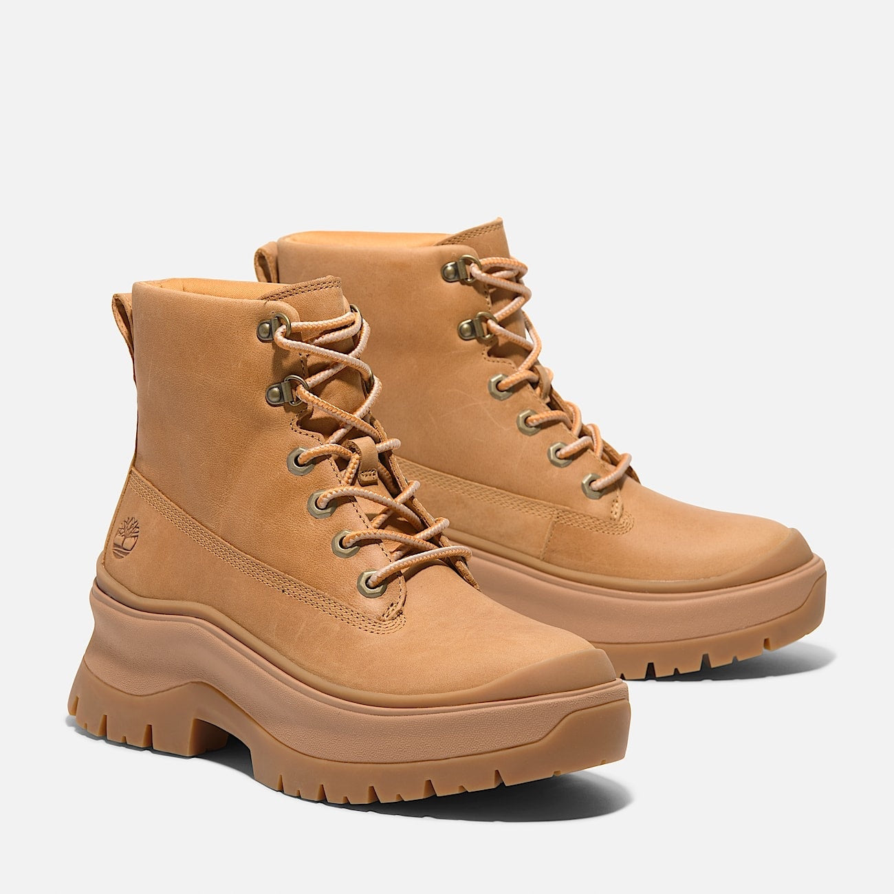 TIMBERLAND WOMEN'S 8.5 ROXIE LANE MID LACE UP BOOT WHEAT FULL GRAIN NIB