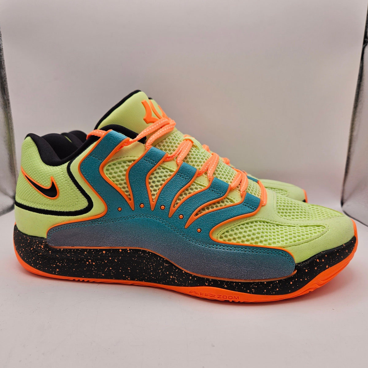 NIKE KD18 M12 BBALL HV1993-301 NEW TIMELINE CLEAR JADE LIQUID LIME ORANGE NEON