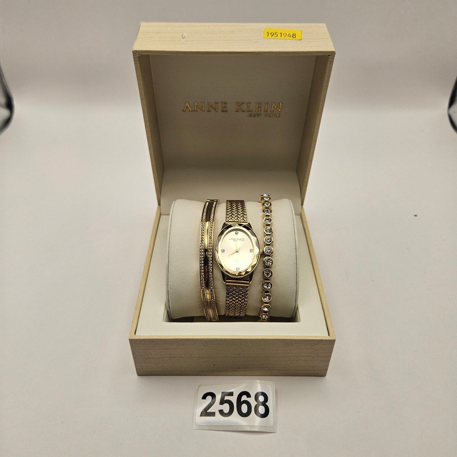 ANNE KLEIN NEW YORK CRYSTAL ACCENTED BANGLE WOMEN'S WATCH & BRACELET 12/7786GPST