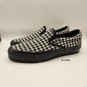 VANS MEN'S 7.5 HOUNDSTOOTH BLACK WHITE SLIP ON BLACK OUTSOLE NWOB