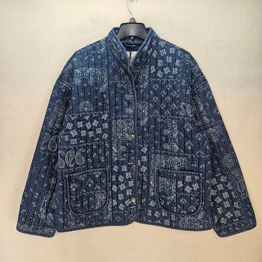 LEVI'S WOMEN'S XL LOTTIE LINER JACKET INDIGO BANDANA BLUE NWT