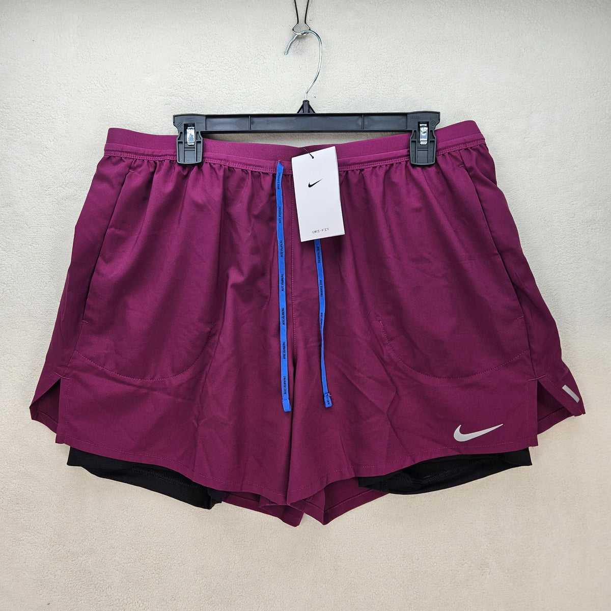 NIKE MEN'S XXL SANGRIA BLACK FLEX STRIDE 2 IN 1 5INCH SHORTS NWT CJ5467-610 NWT