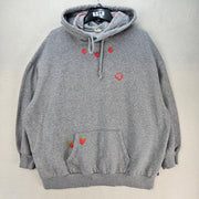 LEVI'S MEDIUM VINTAGE GRAY GRAPHIC PULLOVER HOODIE SMILEY FACE STRAWBERRY