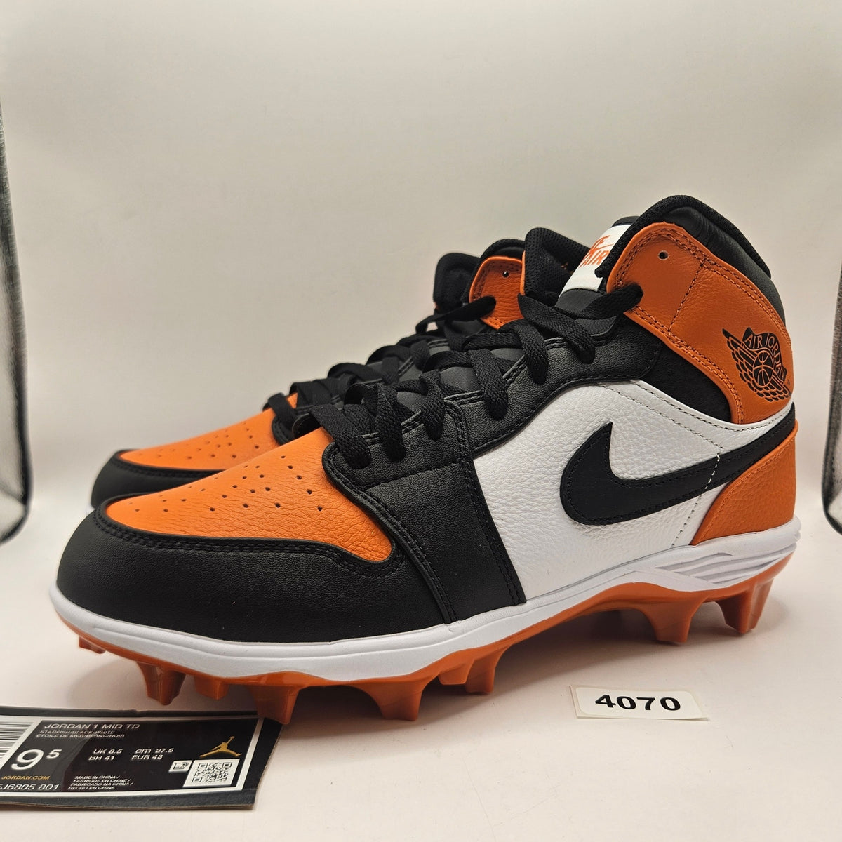 NIKE MEN'S 9.5 AIR JORDAN 1 MID TD CLEAT SHATTERED BACKBOARD FJ6805-801 NWOB
