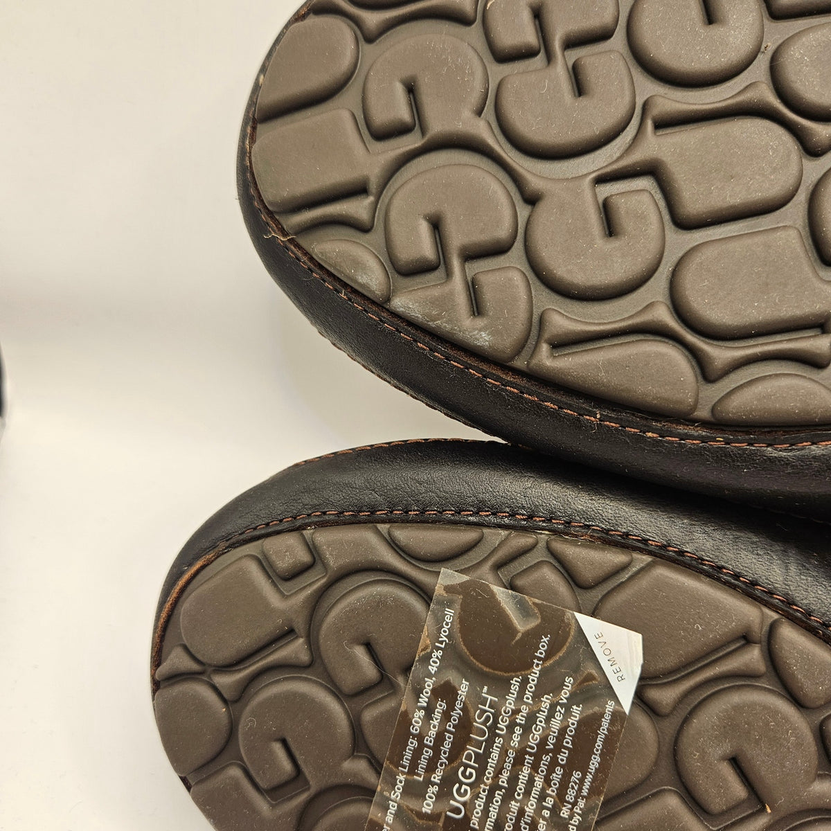 UGG MEN'S 8 ASCOT DARK SPICE BROWN LEATHER SLIPPERS LOAFER 5379