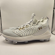 UNDER ARMOUR MEN'S 11.5 HARPER 9 PRO TPU CLEATS WHITE GRAY GOLD 3027444-100 NWOB