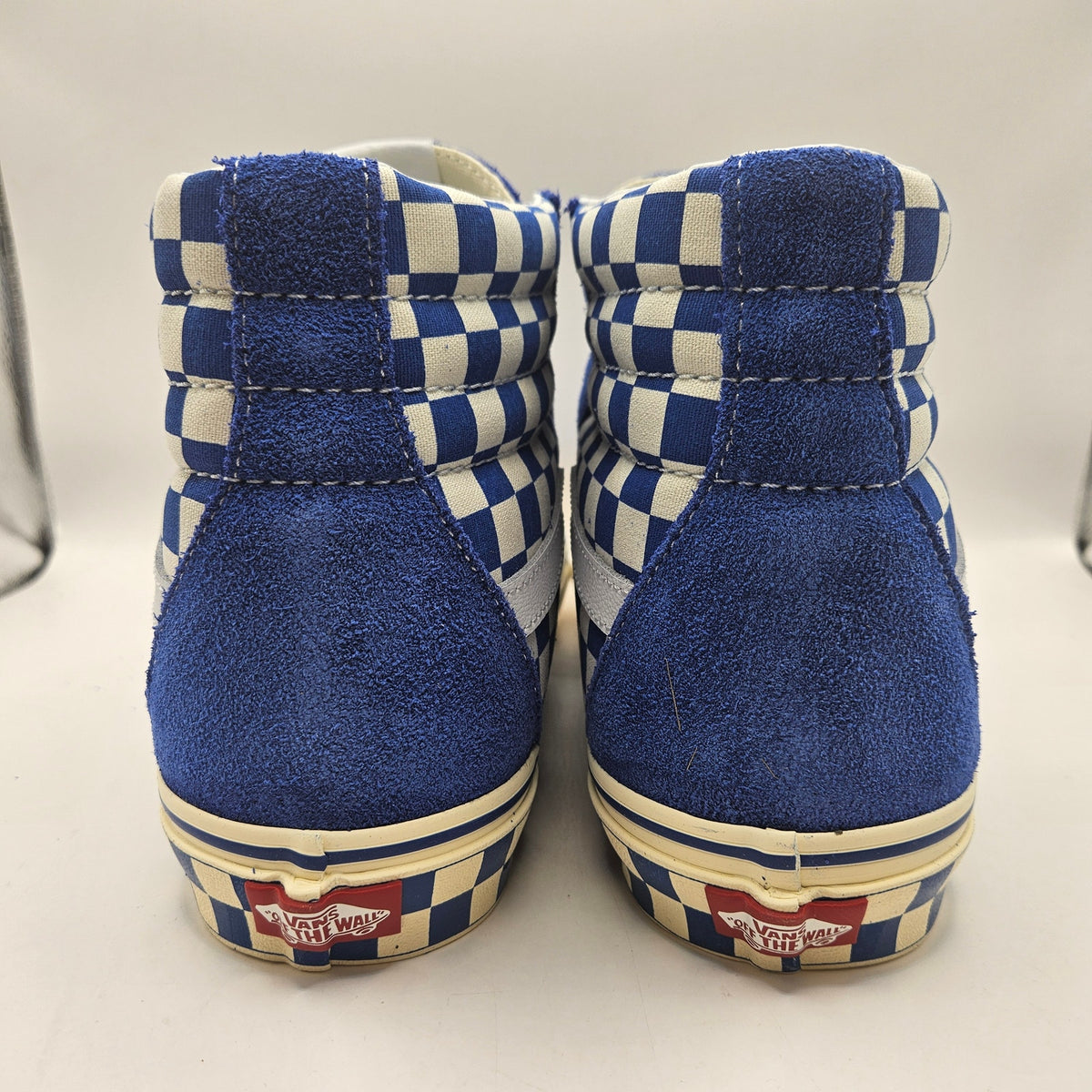 VANS MEN'S 11 SK8-HI CHECKERBOARD SIDEWALL CLASSIC BLUE SKATEBOARD NWOB