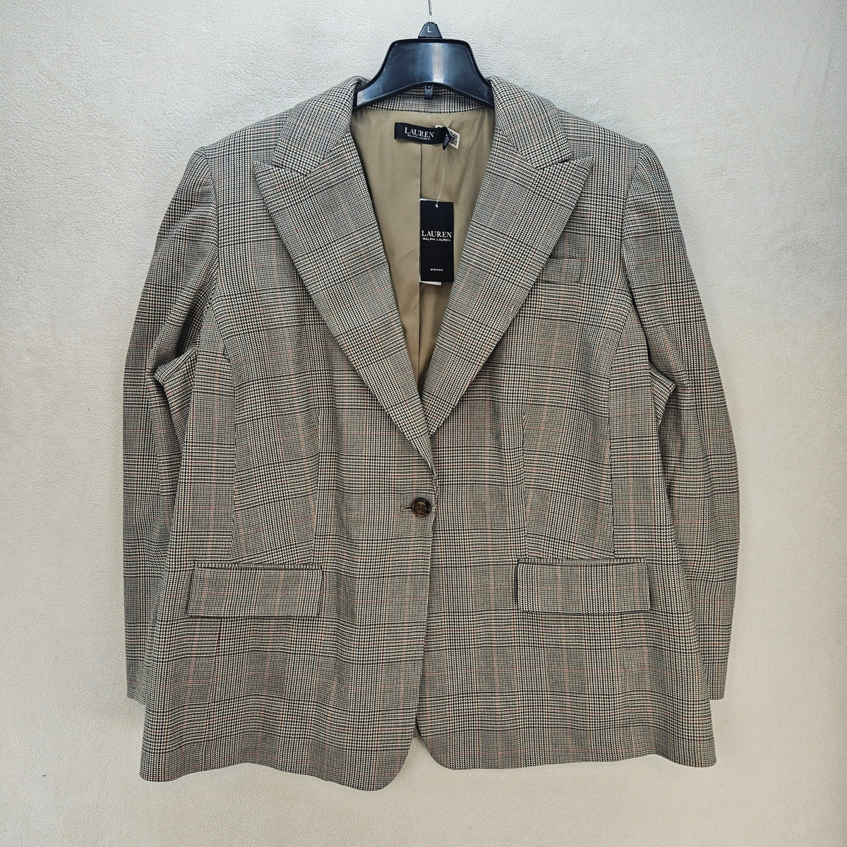 RALPH LAUREN WOMEN'S 20W GLEN PLAID COTTON-BLEND TWILL BLAZER RETAIL $345 NWT