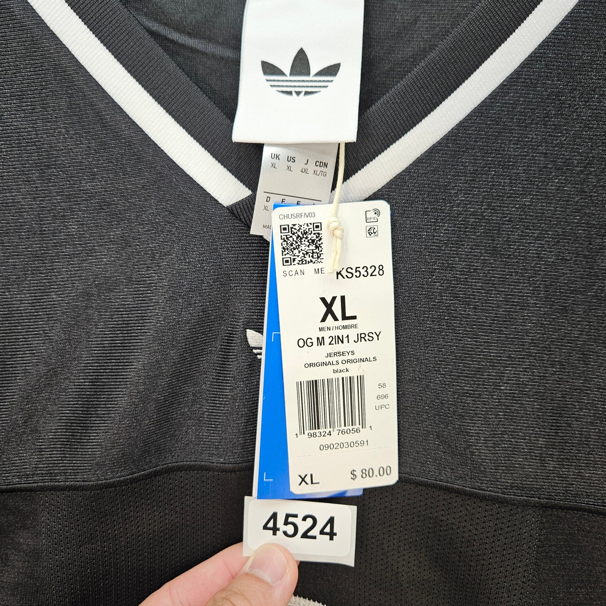 ADIDAS MEN'S XLARGE ORIGINALS TREFOIL OG 2 IN 1 JERSEY BLACK RED RARE KS5328
