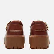 TIMBERLAND WOMEN'S 8 STONE STREET PLATFORM BUCKLE SHOE RUST FULL GRAIN LEATHER
