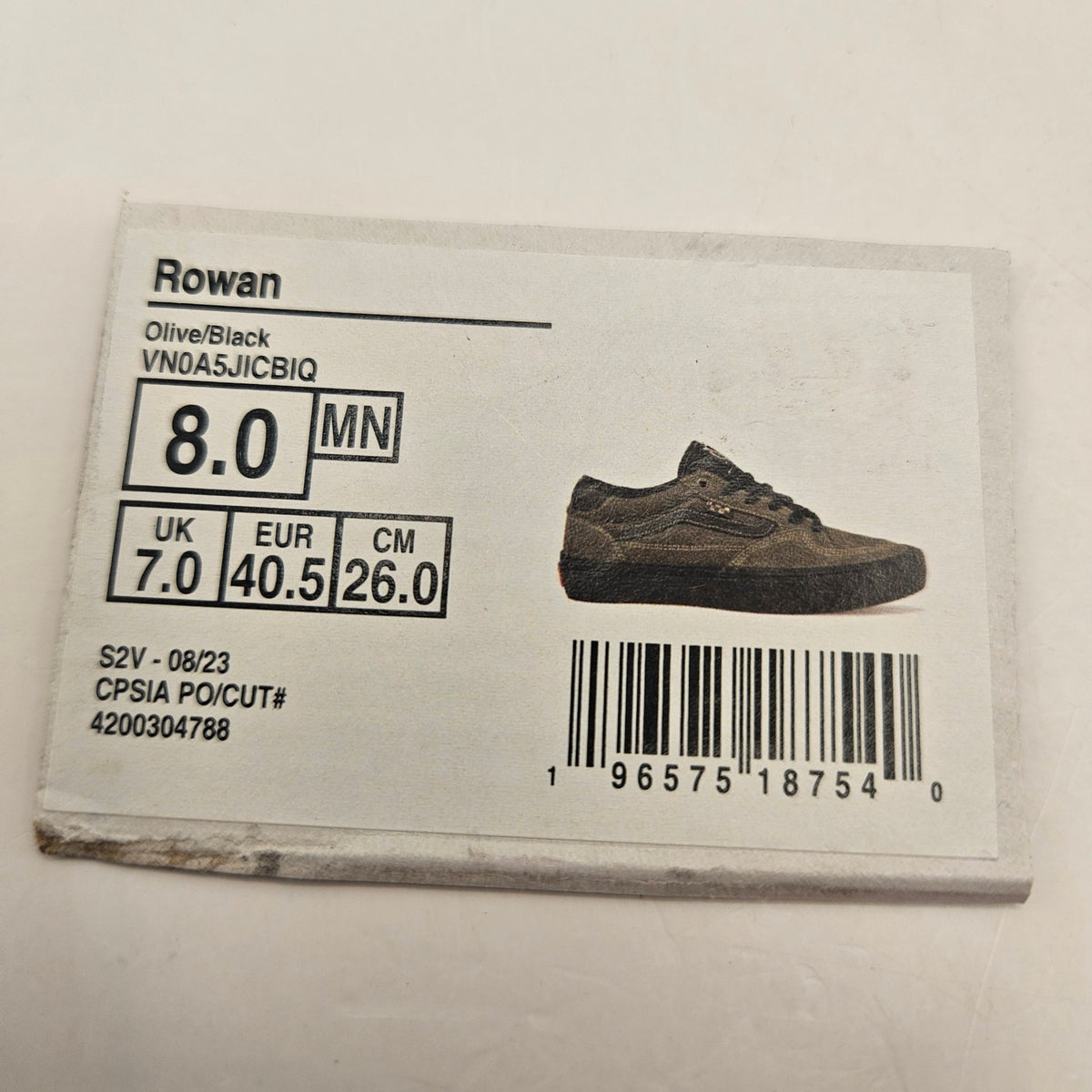 VANS MEN'S 8 ROWAN SKATE SHOES OLIVE GREEN BLACK NWOB