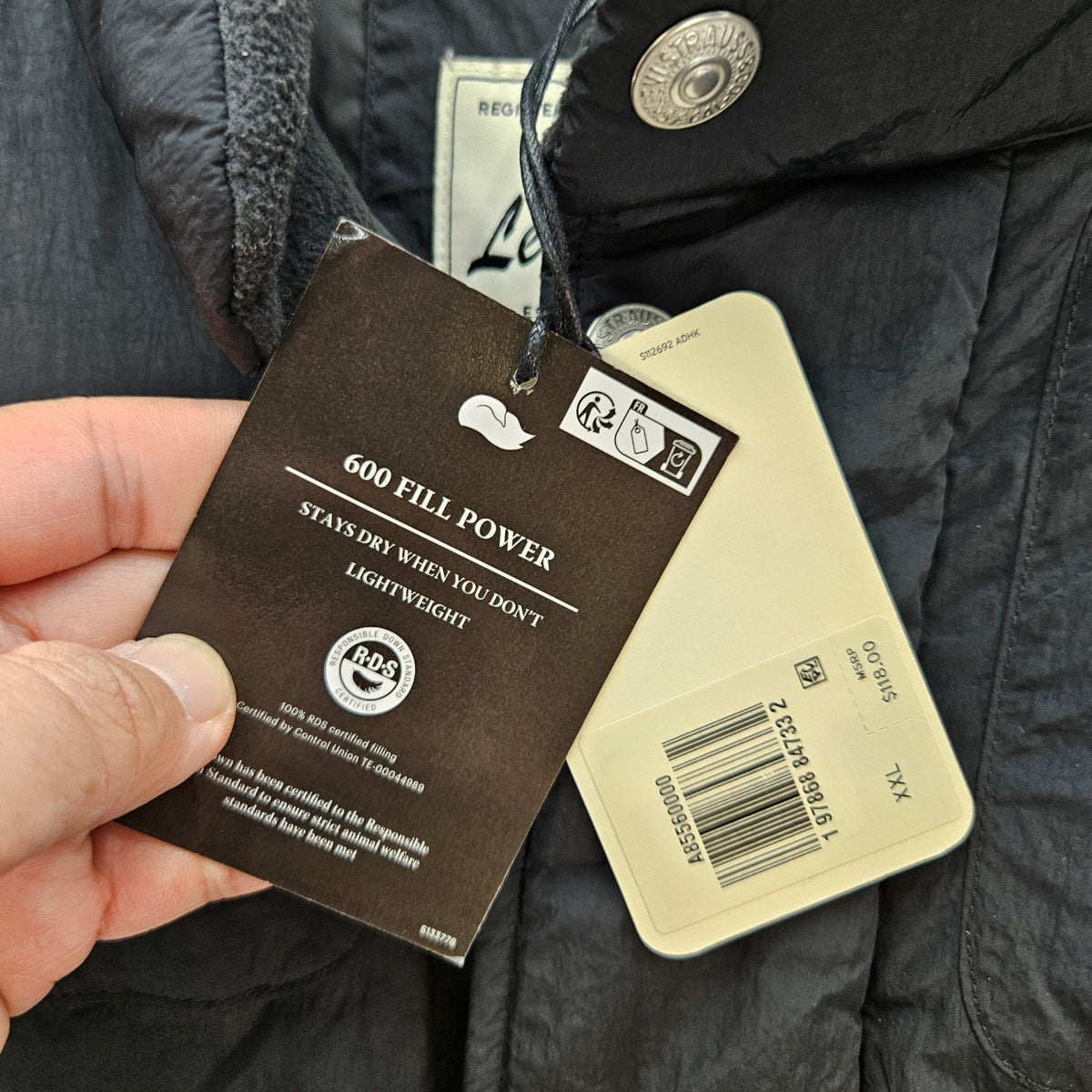LEVI'S MEN'S XXL BLACK ROCKRIDGE PUFFER VEST DOWN FULL ZIP UP NWT