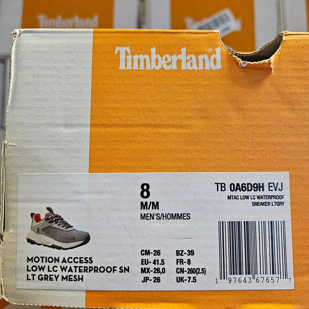 TIMBERLAND MEN'S 8 MOTION ACCESS LOW LACE UP WP SNEAKER LT GREY MESH NIB
