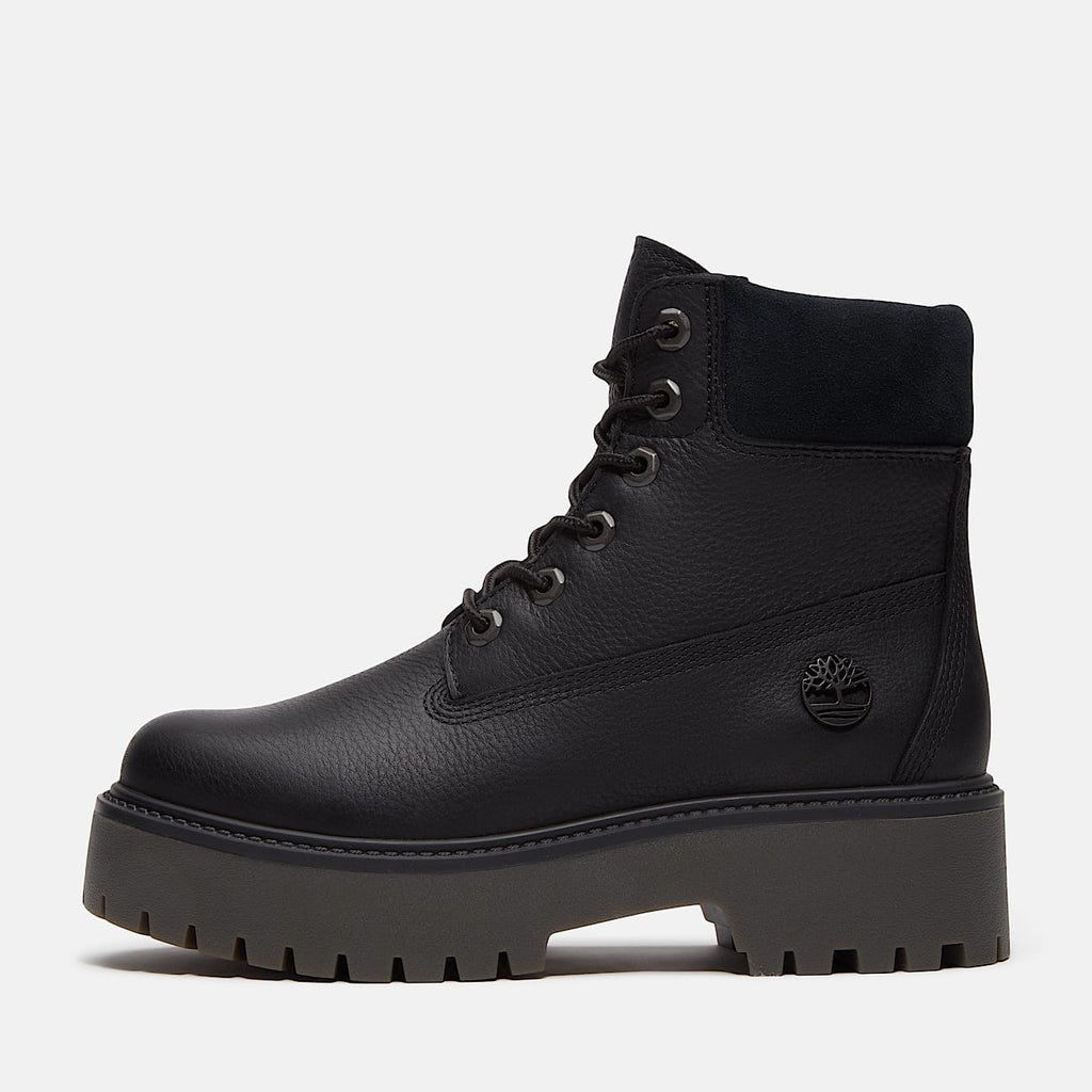 TIMBERLAND WOMEN'S 6 STONE STREET 6 INCH LACE WATERPROOF BLACK FULL GRAIN NIB