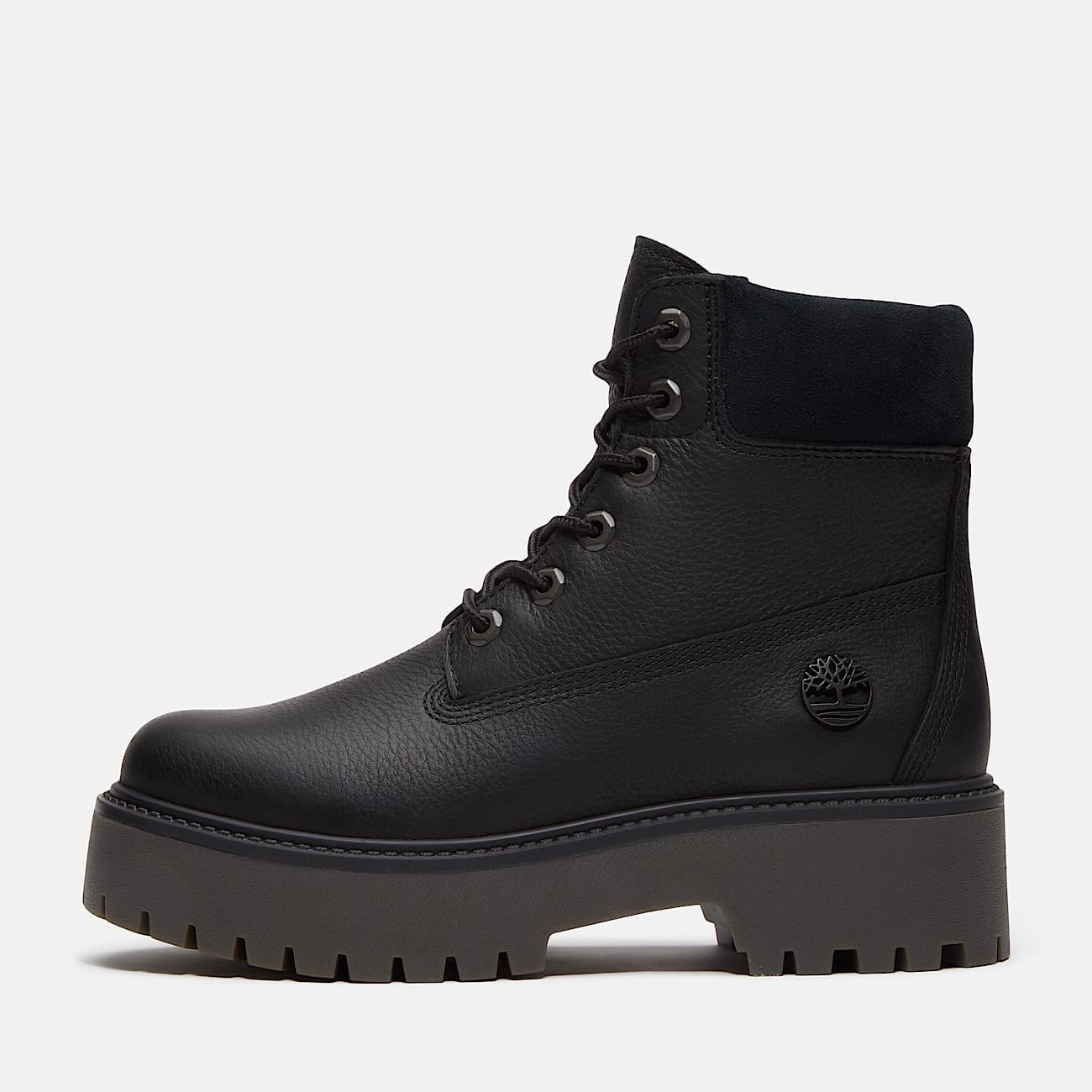 TIMBERLAND WOMEN'S 6 STONE STREET 6 INCH LACE WATERPROOF BLACK FULL GRAIN NIB