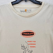 TIMBERLAND MEN'S XL MADE FOR WORKING HANDS LONG SLEEVE GRAPHIC TSHIRT NWT CREAM