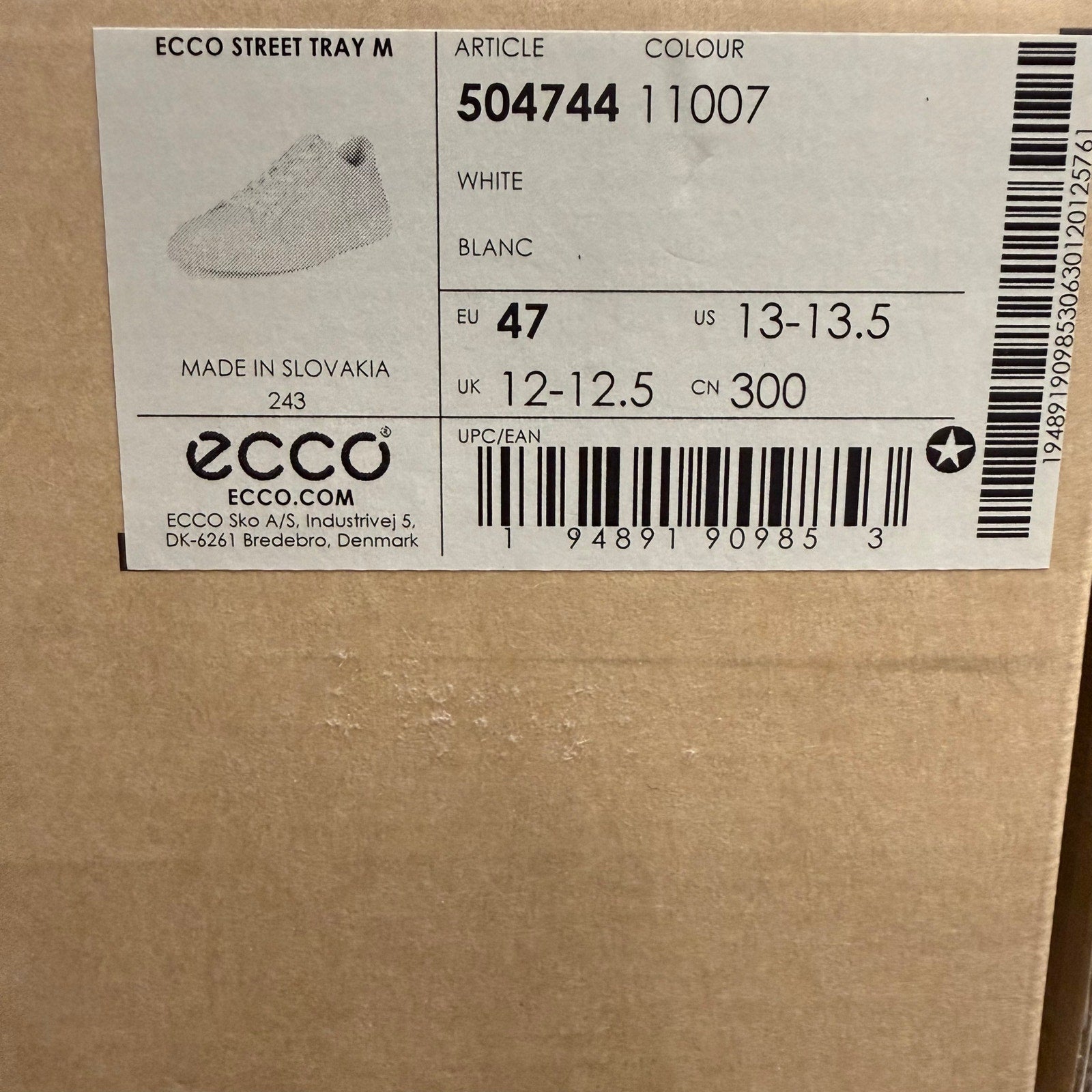 ECCO MEN'S 47 STREET TRAY TRIPLE WHITE CASUAL LEATHER SNEAKER 50474411007 NIB