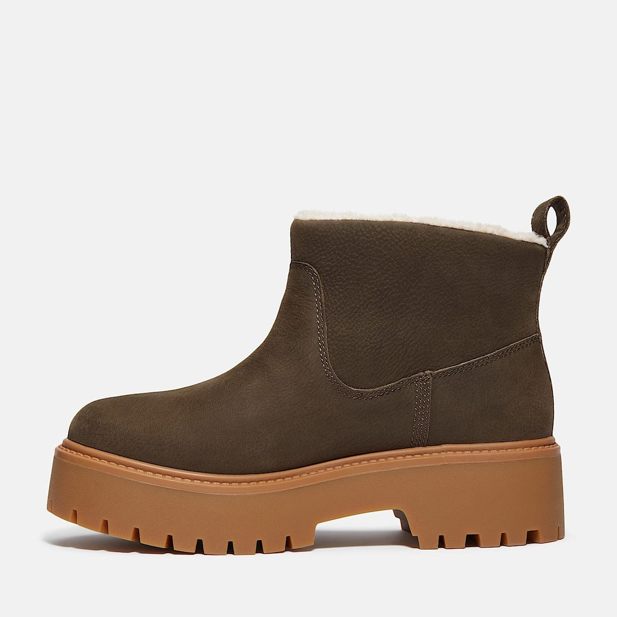 TIMBERLAND WOMEN'S 6.5 STONE STREET MID WARM LINED BOOT DK BROWN FULL GRAIN NIB