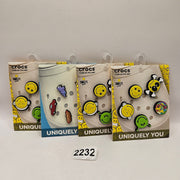 CROCS JIBBITZ 5PC LOT OF 4(20 CHARMS) SMILEY(3)+DINO(1)NWT
