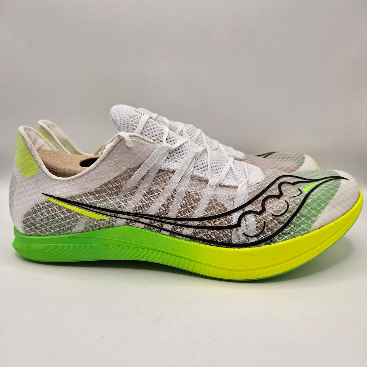 SAUCONY MEN'S 11.5 TERMINAL VT TRACK & FIELD SPIKES SHOES S29101-01 SLIME WHITE