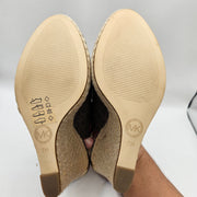 MICHAEL KORS KEEGAN WOMEN'S 7 SLINGBACK ESPADRILLE WEDGE SANDAL BROWN LOGO NWOB