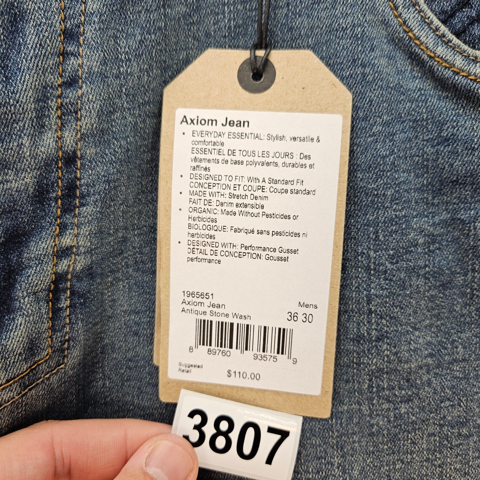 PRANA MEN'S 36X30 AXIOM JEAN ANTIQUE STONE WASH NWT STRAIGHT LEG