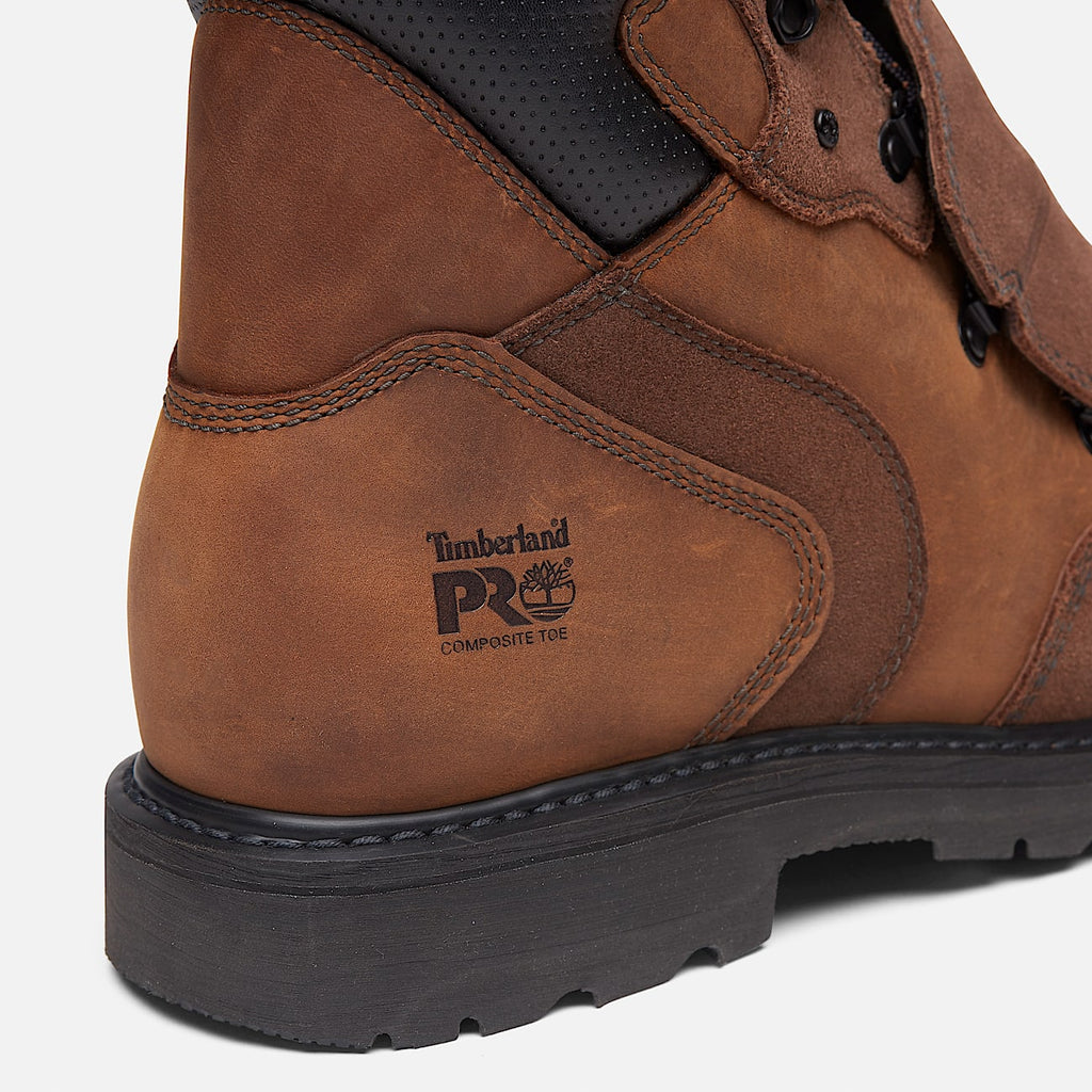 TIMBERLAND PRO MEN'S 8.5 WIDE COMPOSITE TOE WORK BOOTS WHEAT BROWN 6 INCH NIB