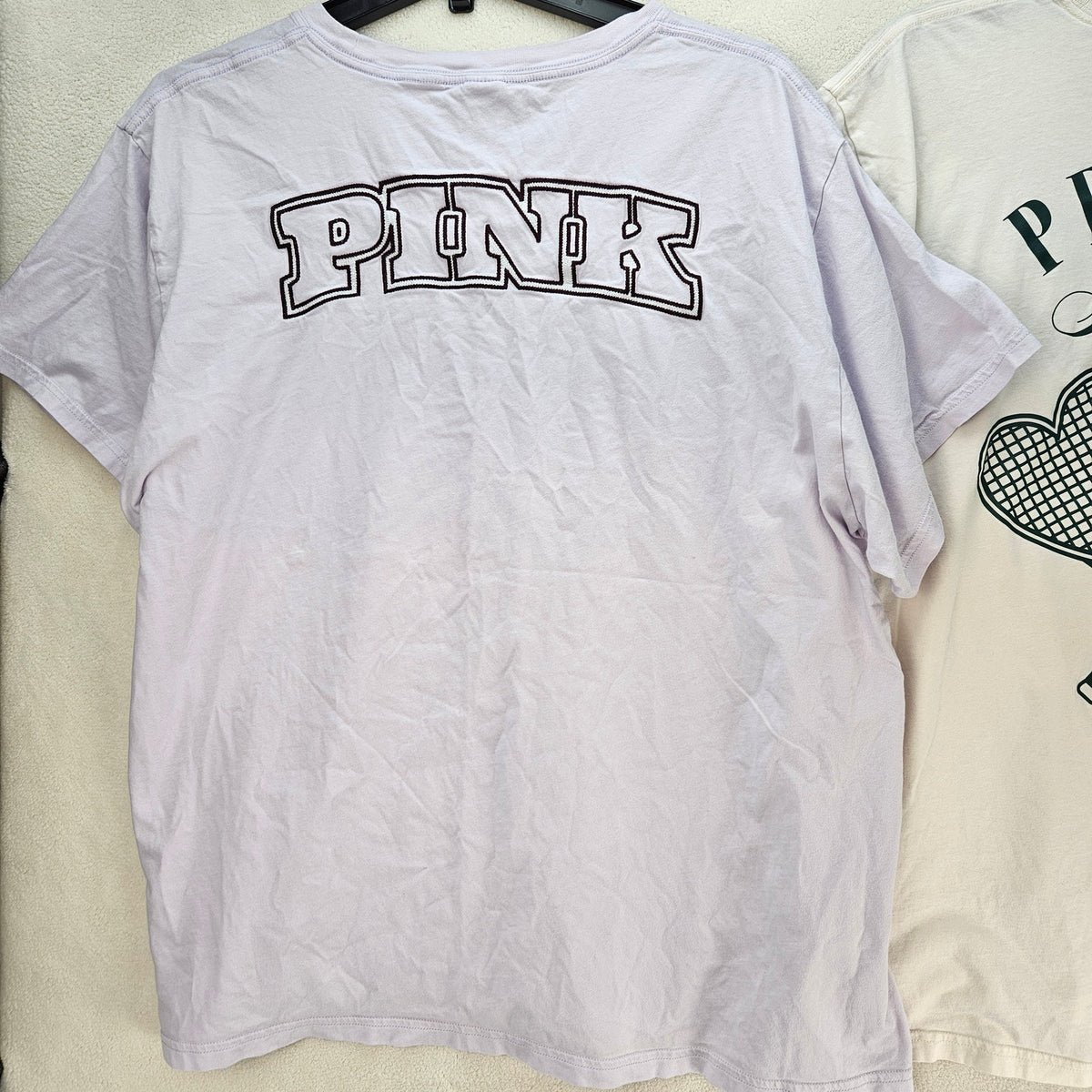 LOT OF 2 PINK BY VICTORIA SECRET WOMEN'S XXL TSHIRT WHITE LAVENDER