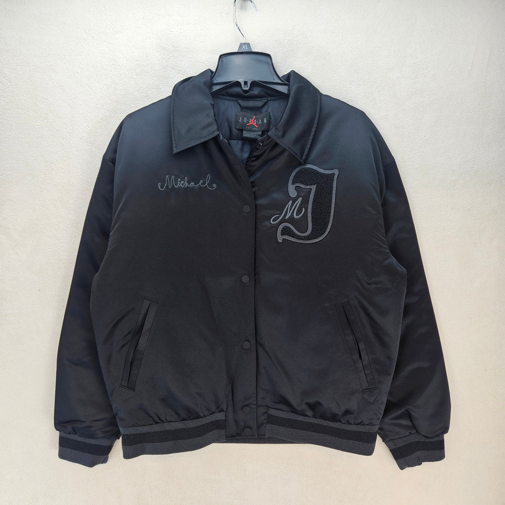NIKE WOMEN'S SMALL AIR JORDAN VARSITY BOMBER JACKET BLACK FV7137-010 NWT