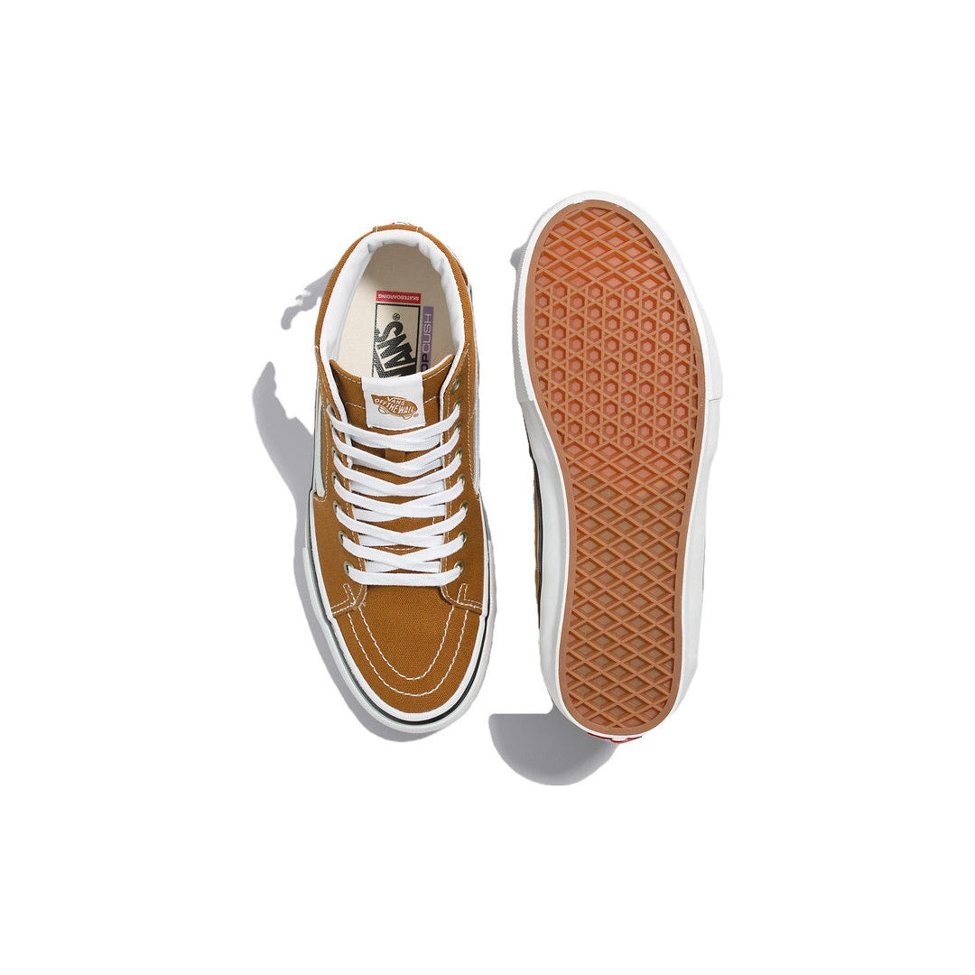 VANS MEN'S 11 SK8 HI GOLDEN BROWN WHEAT WHITE BMX POPCUSH CANVAS NIB
