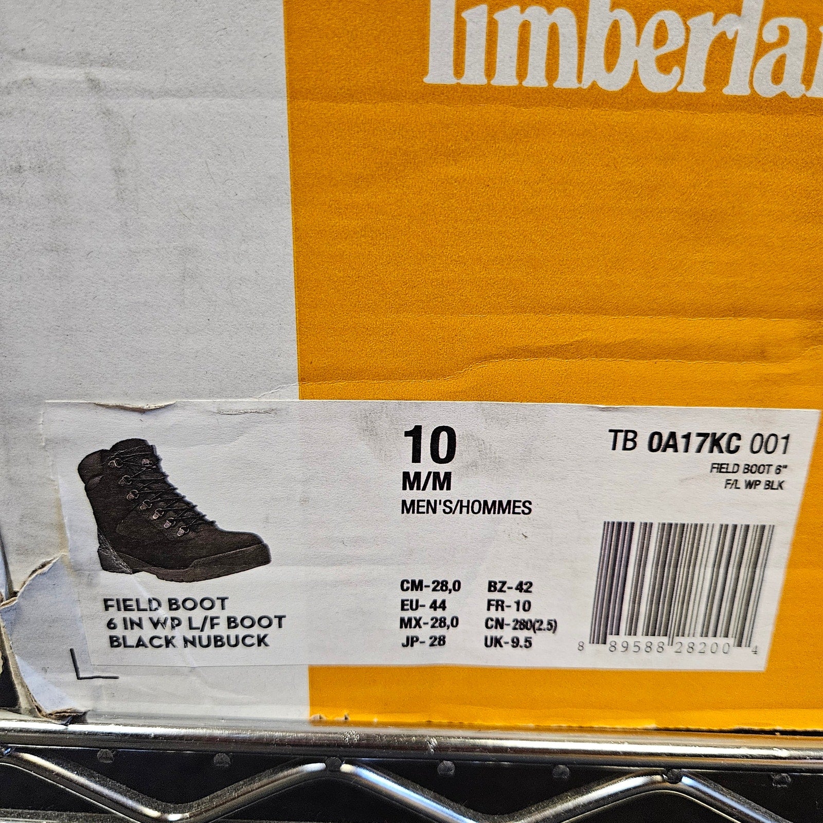 TIMBERLAND MEN'S 10 FIELD BOOT LACEUP WP BLACK NUBUCK NIB