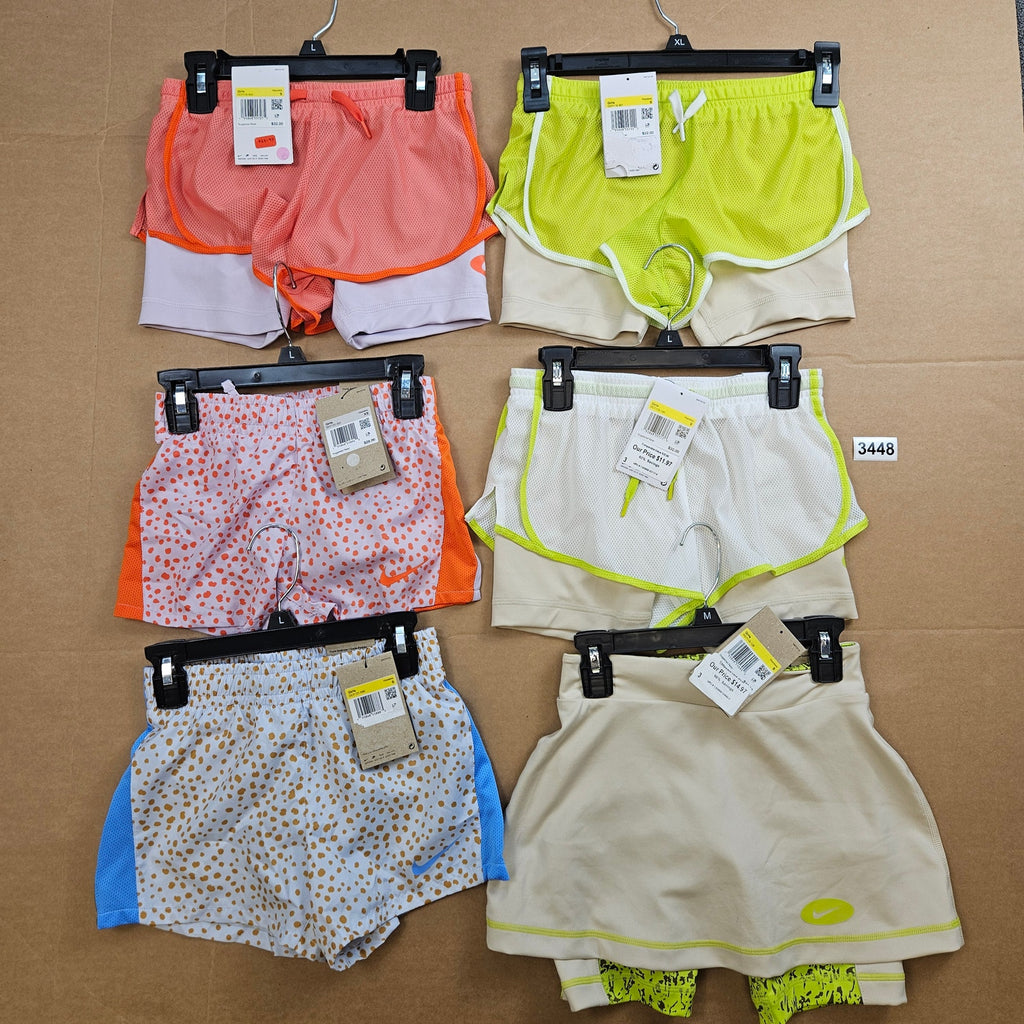 LOT OF 6 - NIKE GIRLS XS/S TEMPO SHORTS SKORT ATHLETIC NWT GREAT VALUE
